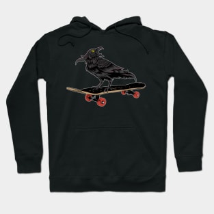 Skater Raven Crow Bird Skateboarder Boarder Skate Hoodie